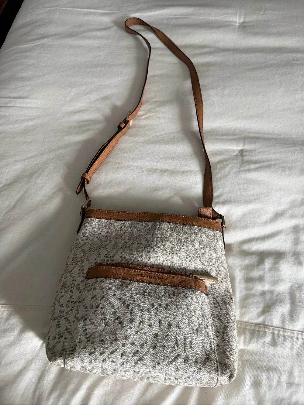 Michael Kors Cream & Tan Signature Crossbody Bag